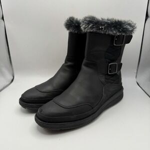 Merrell Tremblant Ezra J95308 Black Faux Fur Leather Boots Women's Size 8 Vibram
